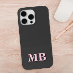 Minimalist Modern Pink Black Initial Monogram iPhone 13 Case<br><div class="desc">Pink Black Minimalist Modern Initial Monogram Phone Case. Create your own personalised iPhone Case with custom initial name.</div>