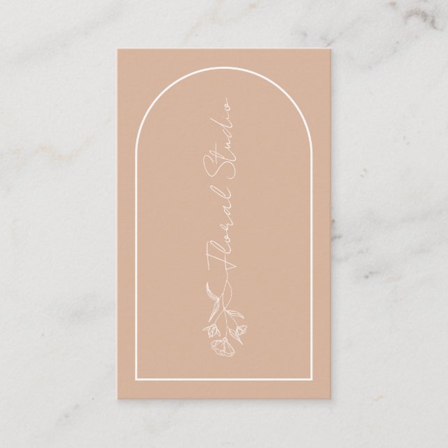 Minimalist Modern Pink Blush Arch Florist QR Code Business Card (Front)