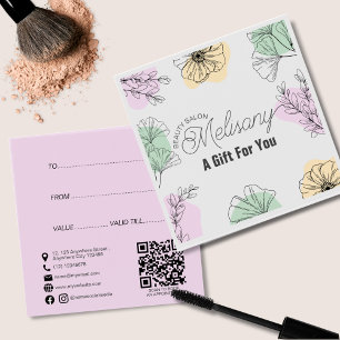 Minimalist Modern Pink Gold Green Floral Line Art