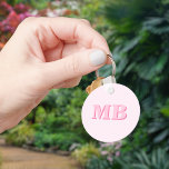 Minimalist Modern Pink Initial Monogram<br><div class="desc">Pink Minimalist Modern Initial Monogram Keychain. Create your own personalised keychain with custom initial name.</div>