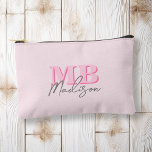 Minimalist Modern Pink Initial Monogram Accessory Pouch<br><div class="desc">Create your own personalised cosmetic bag with modern minimalist initials and script calligraphy monogram name.</div>