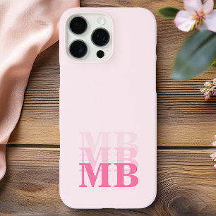 Minimalist Modern Pink Initial Monogram iPhone 16 Pro Max Case