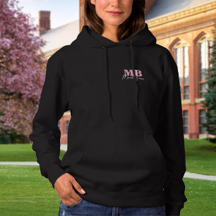 Minimalist Modern Pink Initial Monogram Hoodie