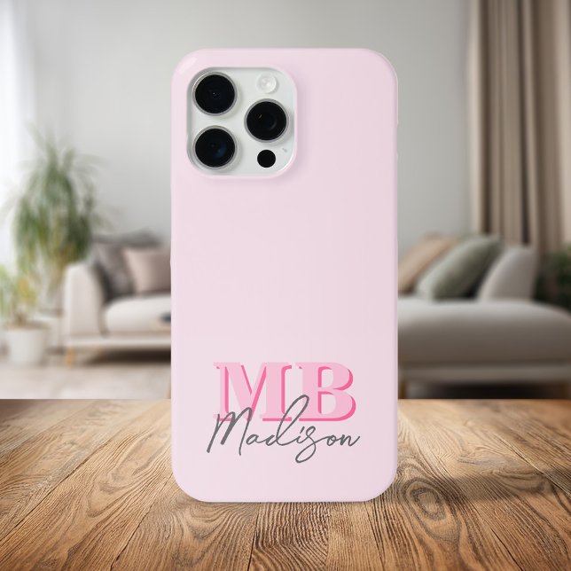 Minimalist Modern Pink Initial Monogram iPhone Case (Creator Uploaded)