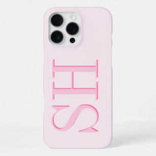 Minimalist Modern Pink Initial Monogram iPhone 16 Pro Max Case