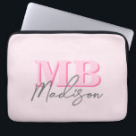 Minimalist Modern Pink Initial Monogram Laptop Sleeve<br><div class="desc">Create your own personalised laptop sleeve with modern minimalist initials and script calligraphy monogram name. Available in a variety of colours sizes.</div>