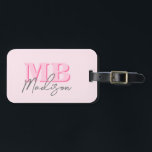 Minimalist Modern Pink Initial Monogram Luggage Tag<br><div class="desc">Create your own personalised luggage with modern minimalist initials and script calligraphy monogram name. Available in a variety of colours sizes.</div>