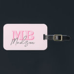 Minimalist Modern Pink Initial Monogram Luggage Tag<br><div class="desc">Create your own personalised luggage with modern minimalist initials and script calligraphy monogram name. Available in a variety of colours sizes.</div>