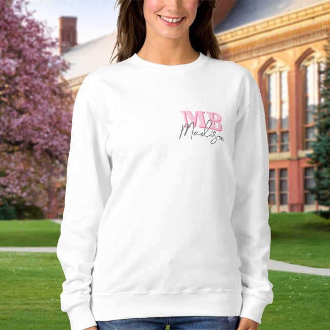 Minimalist Modern Pink Initial Monogram Sweatshirt (Creator Uploaded)