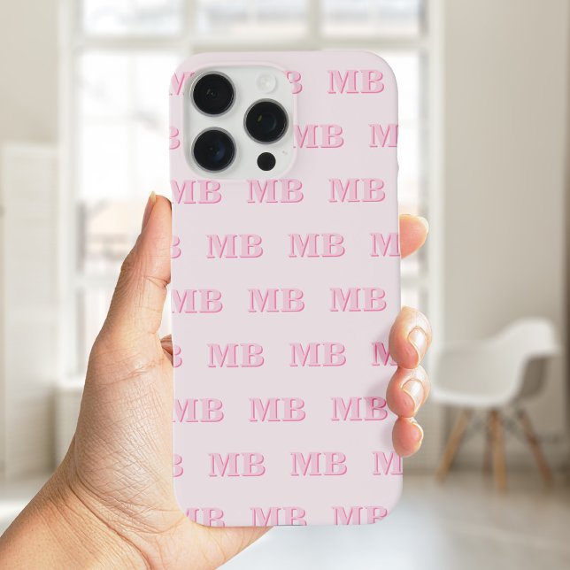 Minimalist Modern Pink Initial Pattern Monogram Case-Mate iPhone Case (Creator Uploaded)