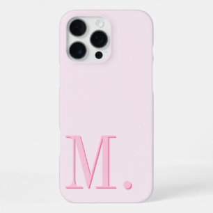 Minimalist Modern Pink Monogram Initial iPhone 16 Pro Max Case