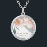 Minimalist Modern Pink Peonie Floral Watercolor Silver Plated Necklace<br><div class="desc">minimalist modern pink peonie watercolor floral design is the perfect bridal shower favors for guests. Wow your bridesmaids and friends with the perfect bachelorette gift ideas. The pretty flowers are cute, feminine and modern. Whether you're planning the perfect wedding or a baby shower that everyone will remember forever, this is...</div>