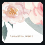 Minimalist Modern Pink Peonie Floral Watercolor Square Sticker<br><div class="desc">minimalist modern pink peonie watercolor floral design is the perfect bridal shower favors for guests. Wow your bridesmaids and friends with the perfect bachelorette gift ideas. The pretty flowers are cute, feminine and modern. Whether you're planning the perfect wedding or a baby shower that everyone will remember forever, this is...</div>