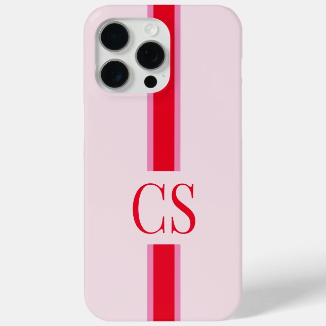 Minimalist Modern Pink Red Initial Monogram Case-Mate iPhone Case (Back)