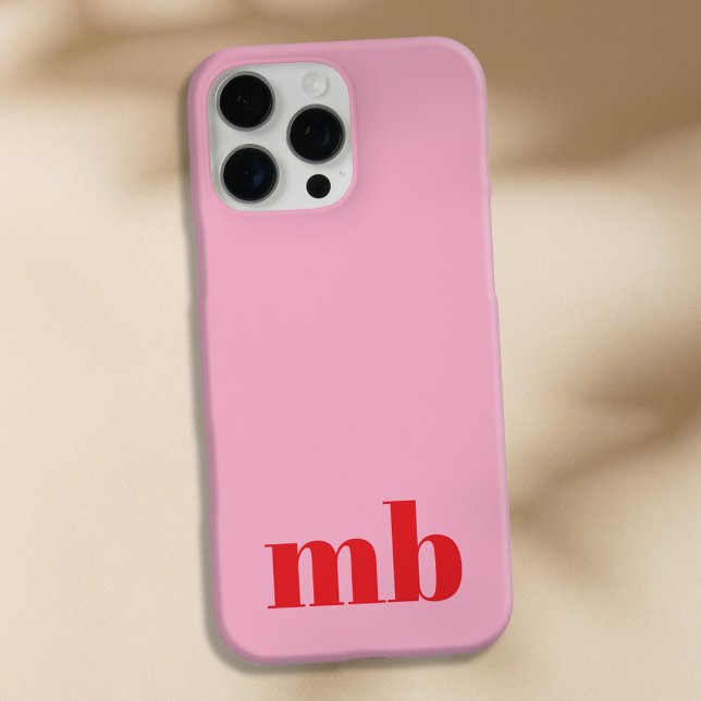 Minimalist Modern Pink Red Initial Monogram Case-Mate iPhone Case (Creator Uploaded)