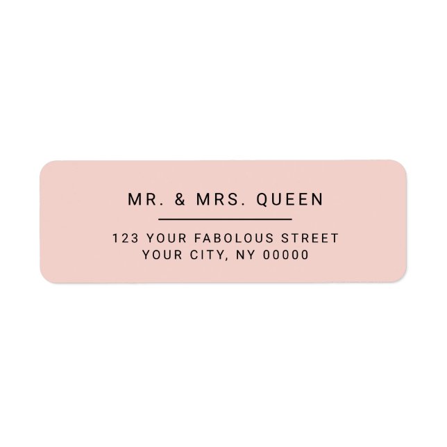 Minimalist Modern Pink Return Address Label (Front)