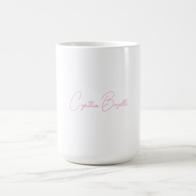  Minimalist Modern Plain Calligraphy Add Name Coffee Mug (Center)