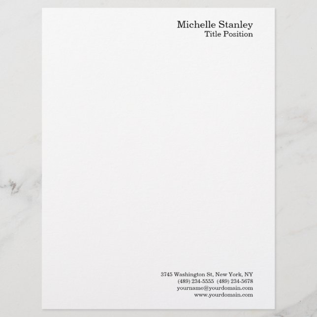 Minimalist Modern Plain  Custom Letterhead (Front)