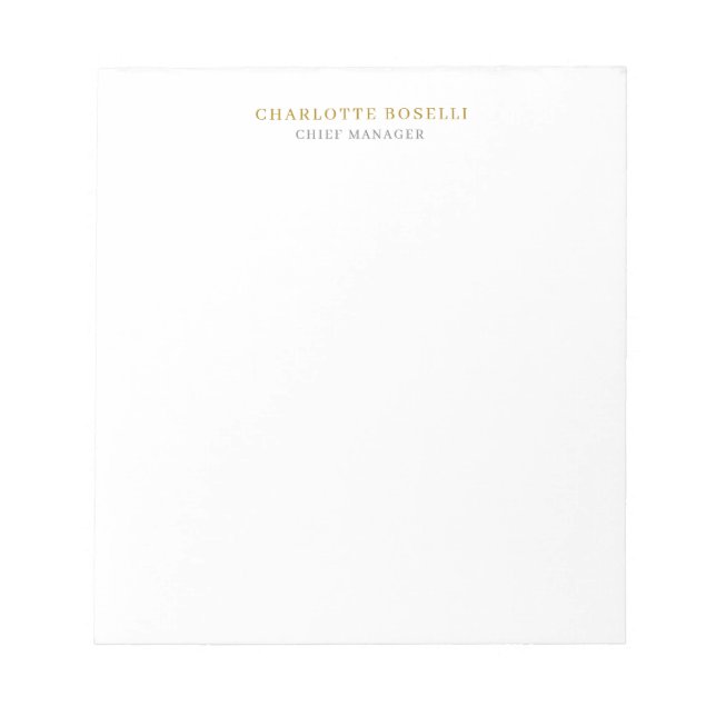 Minimalist Modern Plain Professional Gold Colour Notepad (Front)