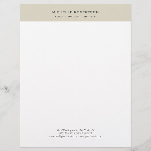 Minimalist Modern Plain Simple Custom Letterhead (Front)