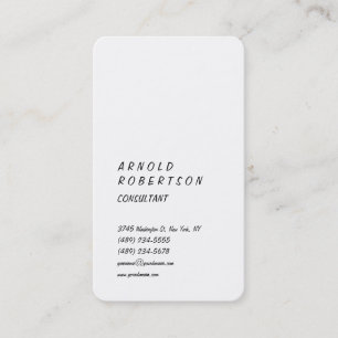 Minimalist Modern Plain Simple Vertical White Business Card