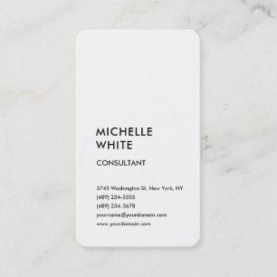 Minimalist Modern Plain Simple White Custom Business Card