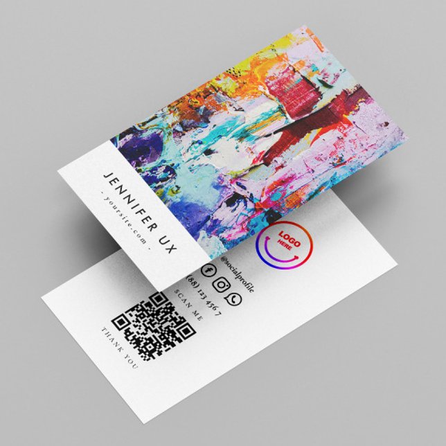Minimalist Modern Professional Artist Qr Code Business Card (Creator Uploaded)