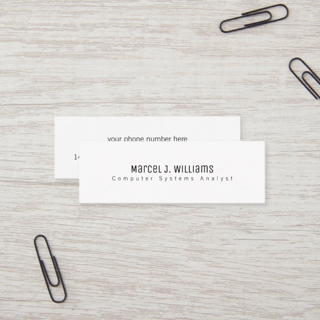 Minimalist Modern professional basic white Mini Business Card (Front/Back In Situ)