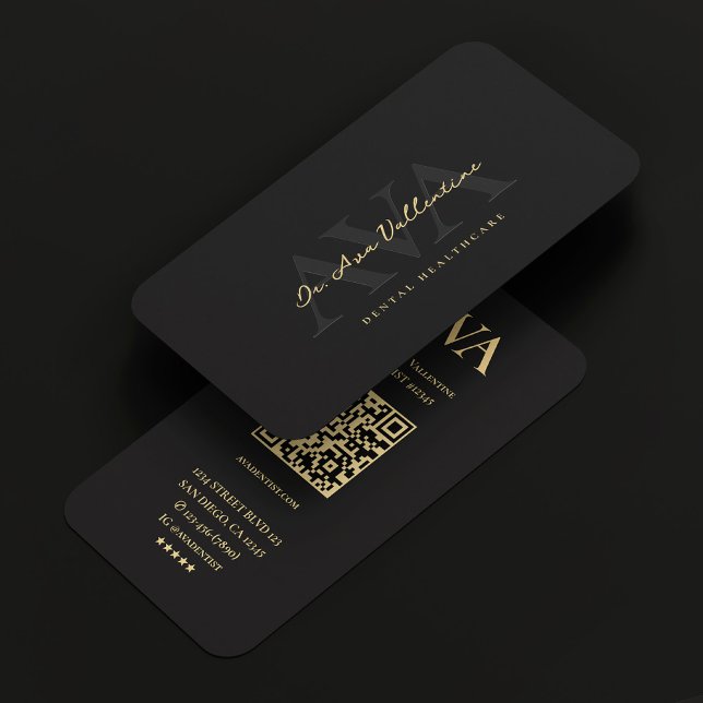 Minimalist Modern Professional Black Script QR  Business Card (Minimalist Modern Professional Black Script QR Business Card
)