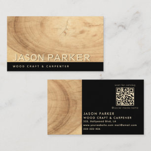 Minimalist modern professional carpenter Qr code Business Card