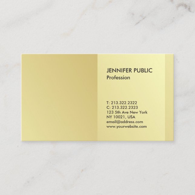 Minimalist Modern Professional Elegant Gold Look Business Card (Front)