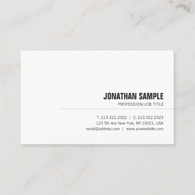 Minimalist Modern Professional Elegant Smart Plain Business Card (Front)