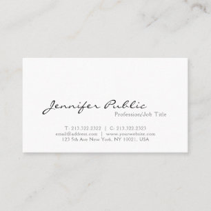 Minimalist Modern Professional Elegant White  Business Card