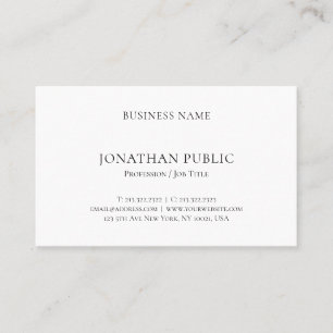 Minimalist Modern Professional Elegant White Plain Business Card