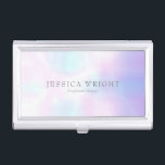 Minimalist Modern Professional Holographic Business Card Holder<br><div class="desc">Minimalist modern professional business card holder. Featuring a holographic,  rainbow gradient,  iridescent,  pearl background with your details set in contrasting dove grey modern typography. Designed by Thisisnotme©</div>