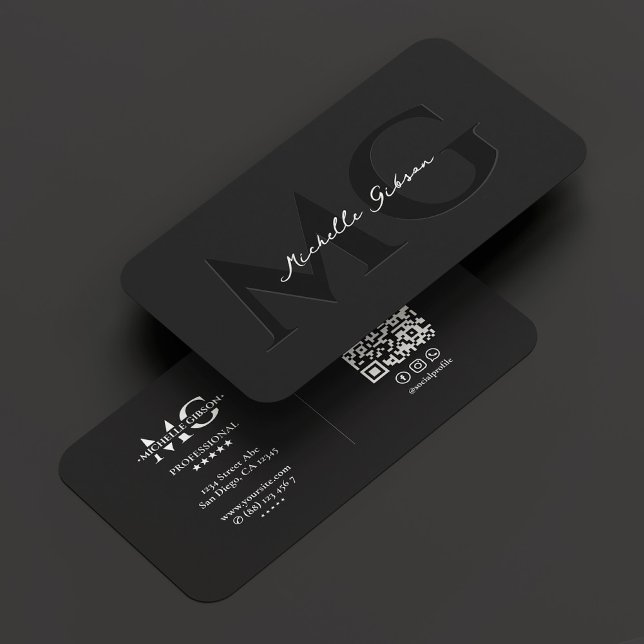 Minimalist Modern Professional Monogram Black Business Card (Minimalist Modern Professional Monogram Black Business Card
)