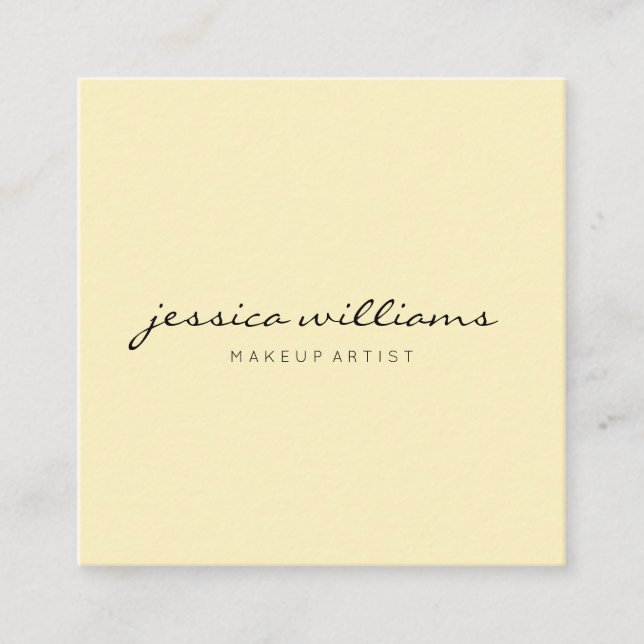Minimalist Modern Professional Pastel Yellow Square Business Card (Front)