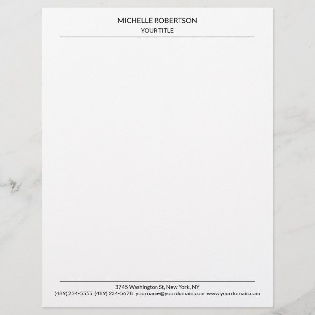 Minimalist Modern Professional Plain Creative Custom Letterhead (Front)