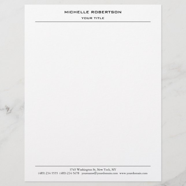 Minimalist Modern Professional Plain Creative Custom Letterhead (Front)