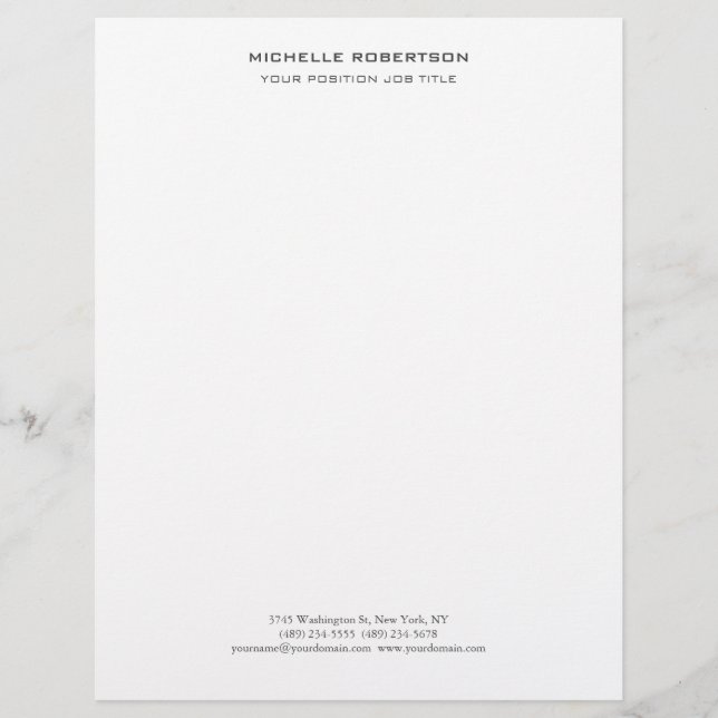 Minimalist Modern Professional Plain Custom Letterhead (Front)