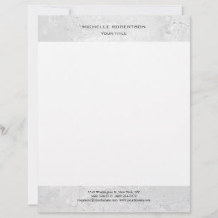 Minimalist Modern Professional Plain Grey White Custom Letterhead