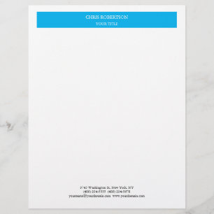 Minimalist Modern Professional Sky Blue White Custom Letterhead