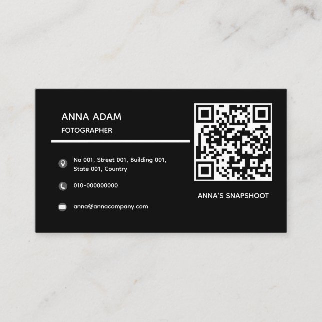 Minimalist, Modern, QR Code Business Card (Front)