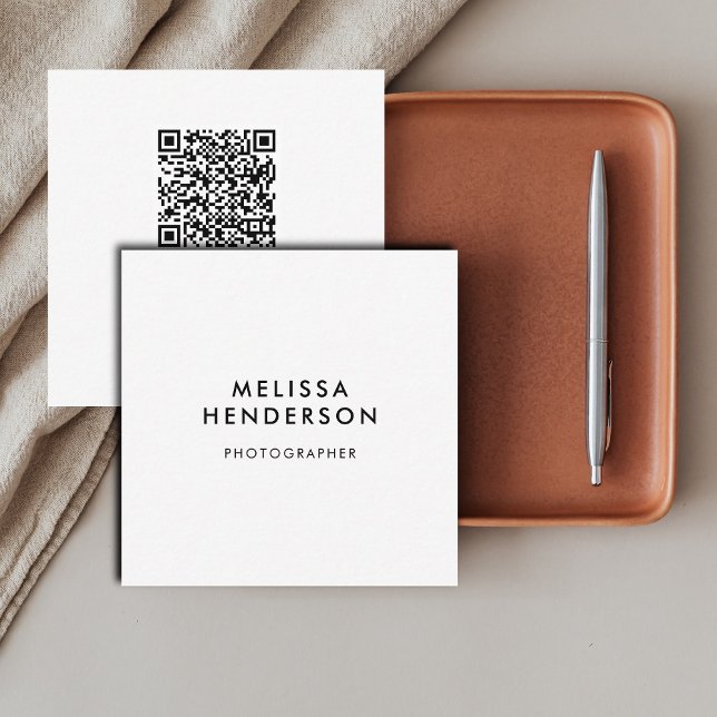 Minimalist Modern QR Code Square Business Card (Creator Uploaded)