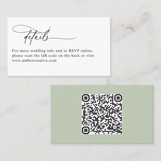 Minimalist Modern QR Code Wedding Enclosure Card (Front/Back)