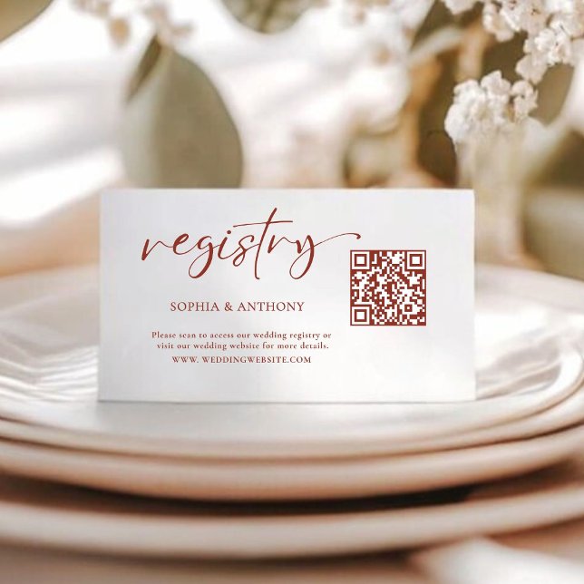 Minimalist Modern QR Code Wedding Registry Card  (Creator Uploaded)