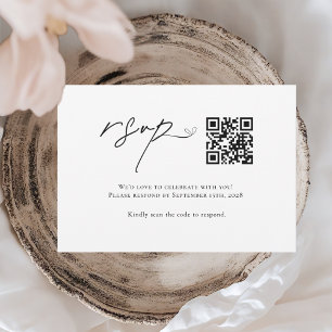 Minimalist Modern QR Code Wedding RSVP Card