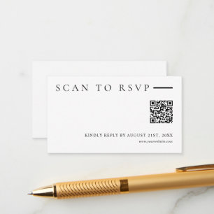 Minimalist Modern QR Code Wedding Website RSVP Enclosure Card