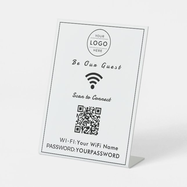 Minimalist Modern QR Code WiFi Sign (Front)