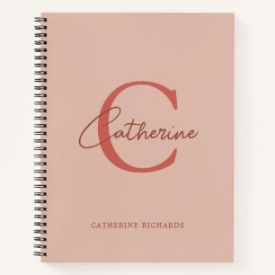 Minimalist Modern Raspberry Monogram Notebook